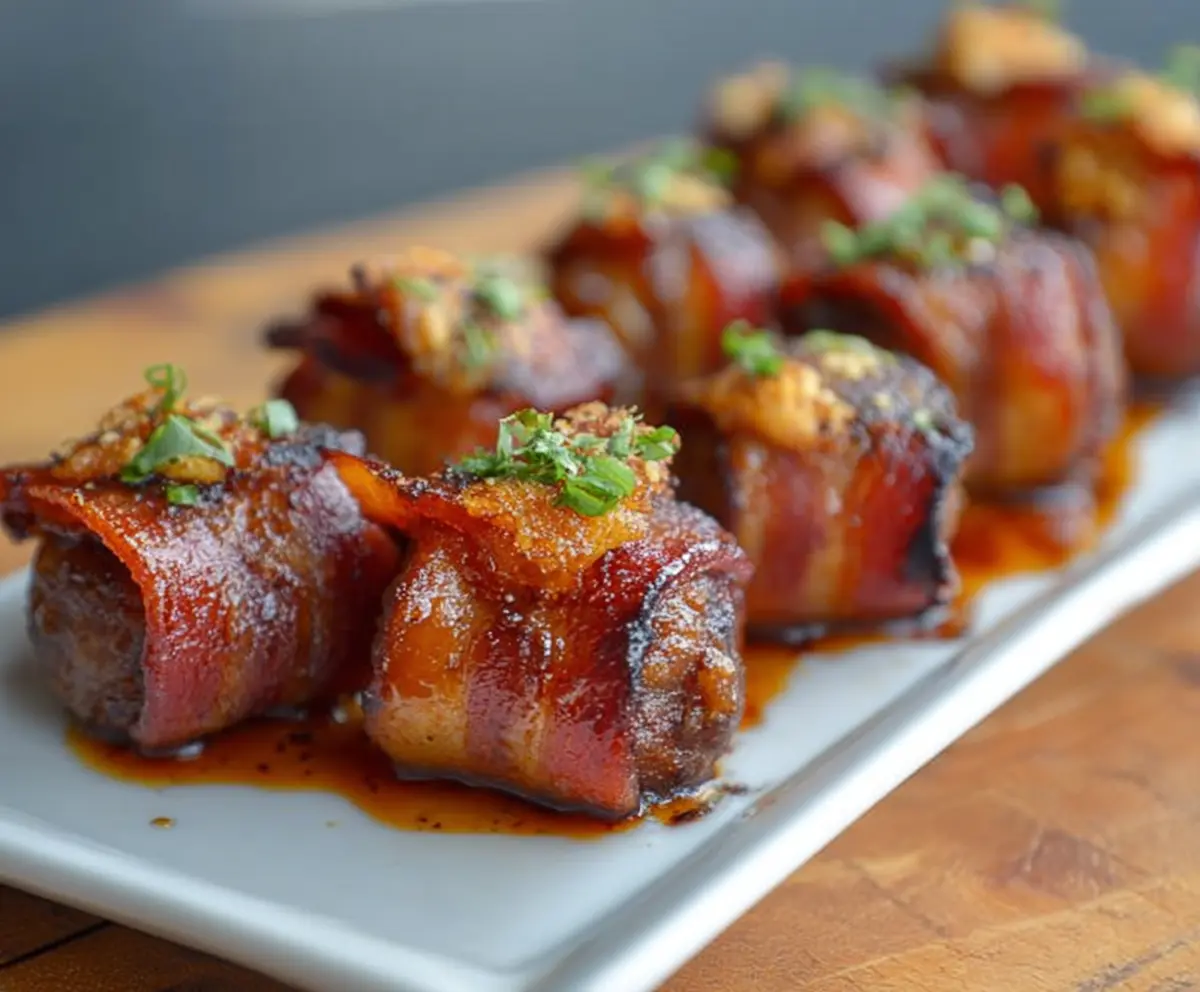 Delicious pig shot appetizers featuring crispy bacon, juicy sausage, and melted cheese, perfect for parties.
