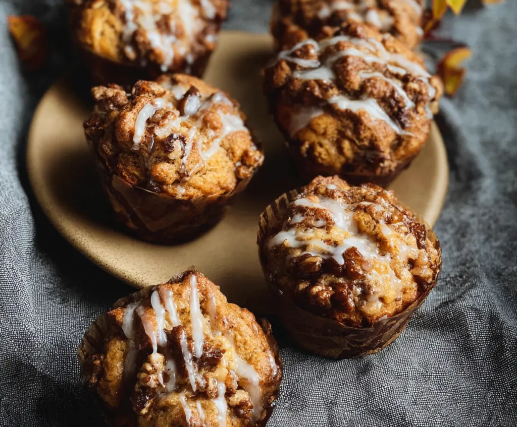 Delicious sourdough fall muffins with warm spices and a golden crust in a cozy kitchen scene.
