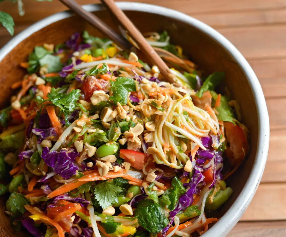 Fresh Spring Roll Salad with Peanut Dressing