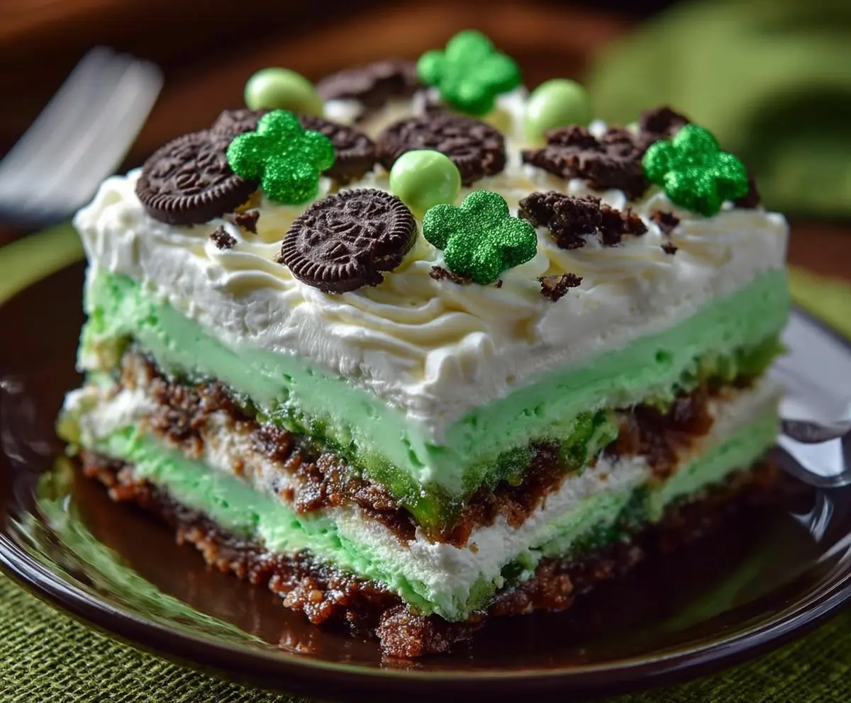 Easy St. Patrick's Day Shamrock Lasagna Dessert