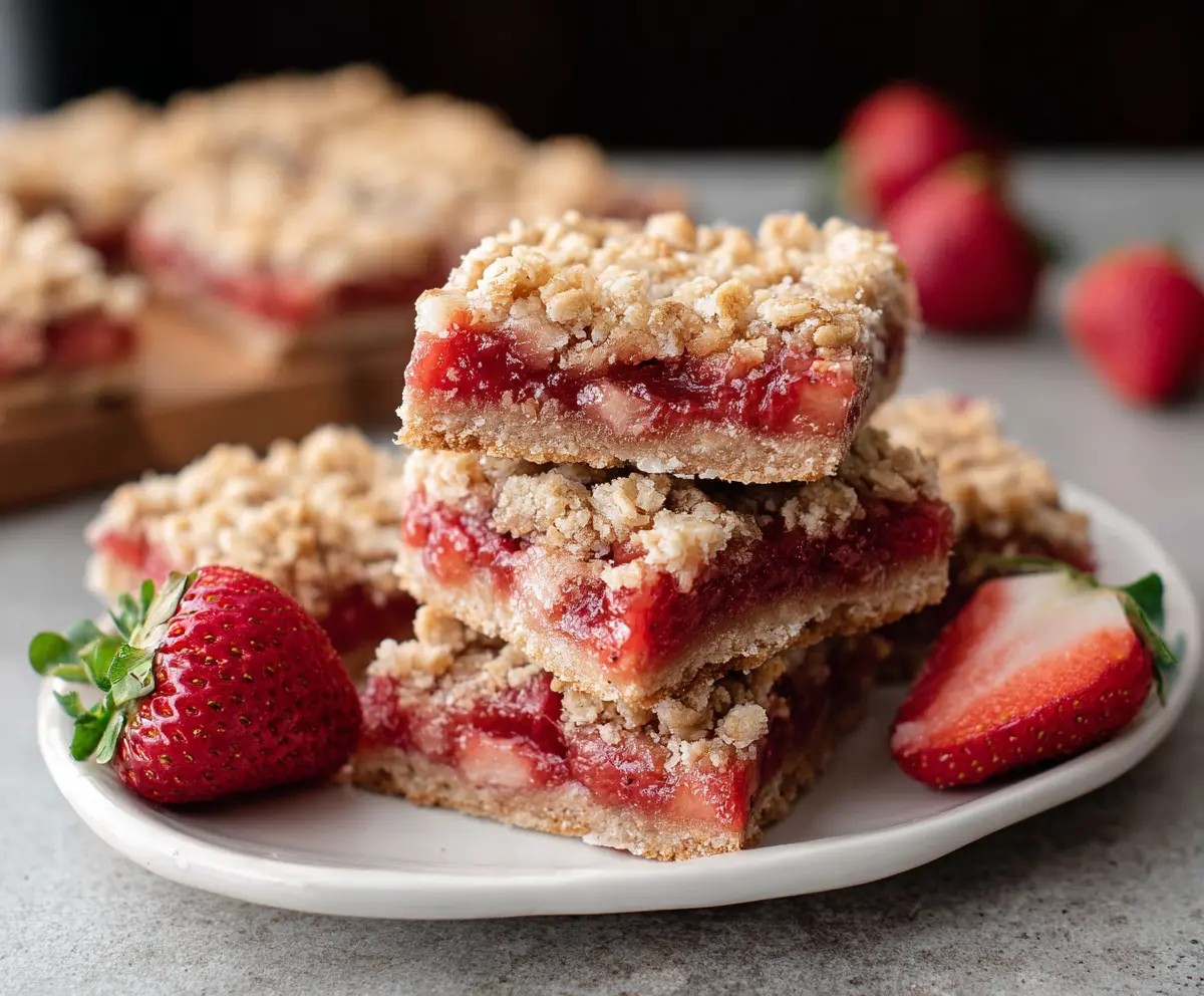 Easy Strawberry Oatmeal Crumble Bars