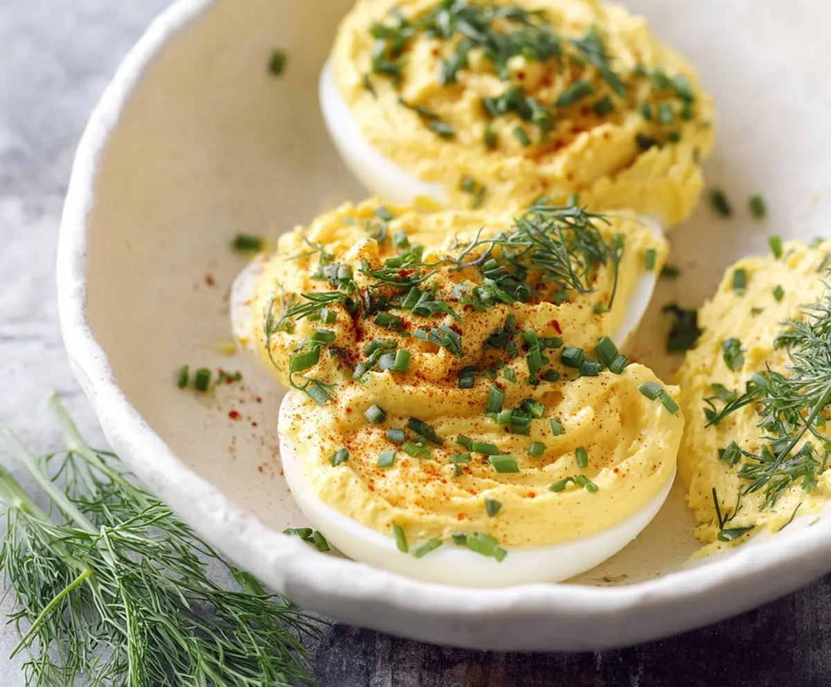 Easy Deviled Eggs with Dijon & Fresh Herbs