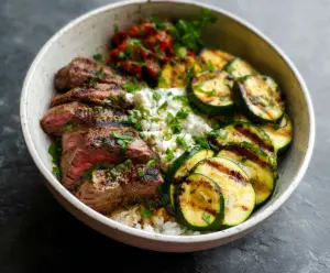 Grilled Steak Bowl with Zucchini