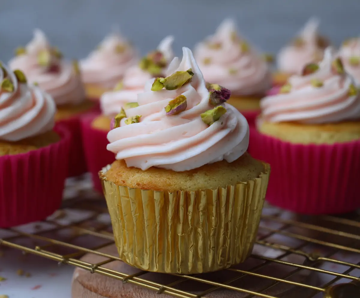 Honey Pistachio Rosewater Cupcakes Delight