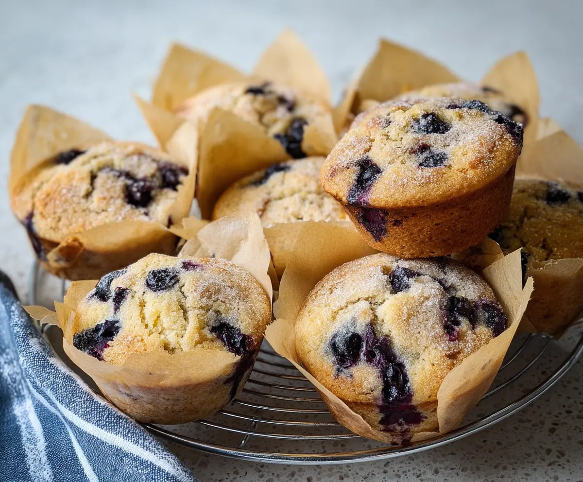 Easy Lemon Blueberry Sourdough Muffins