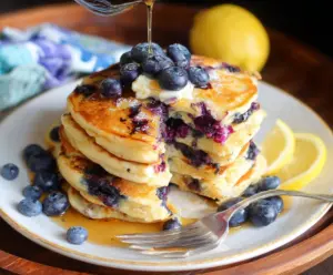 Lemon Blueberry Sourdough Pancakes