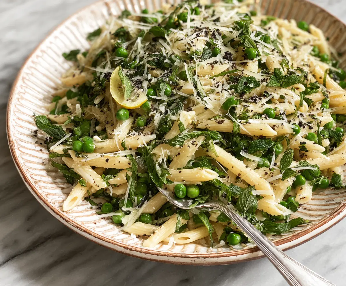 Creamy Pea Pasta with Mint & Truffle