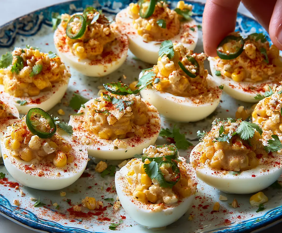 Spicy Elote Deviled Eggs Recipe