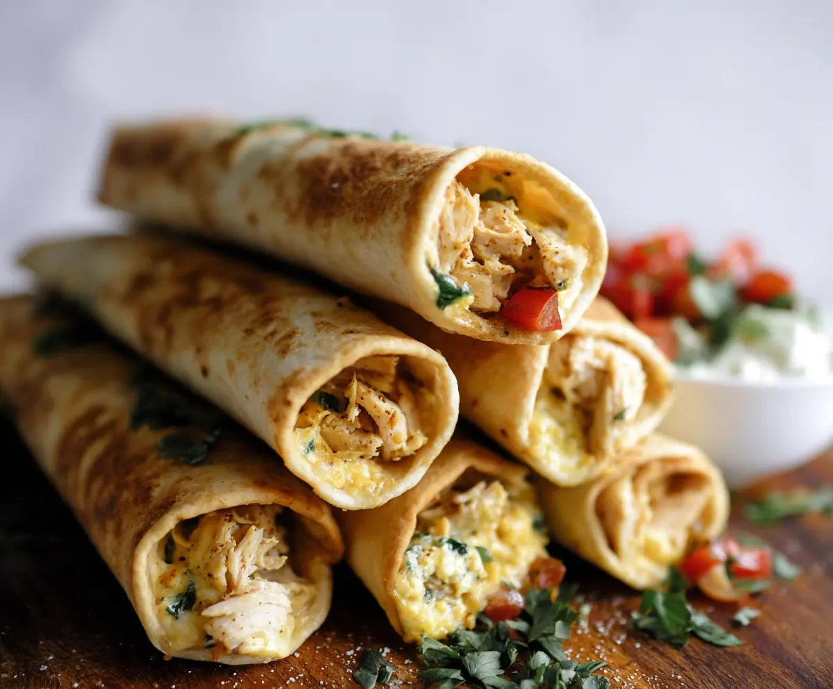 Crispy Dill Pickle Ranch Chicken Taquitos