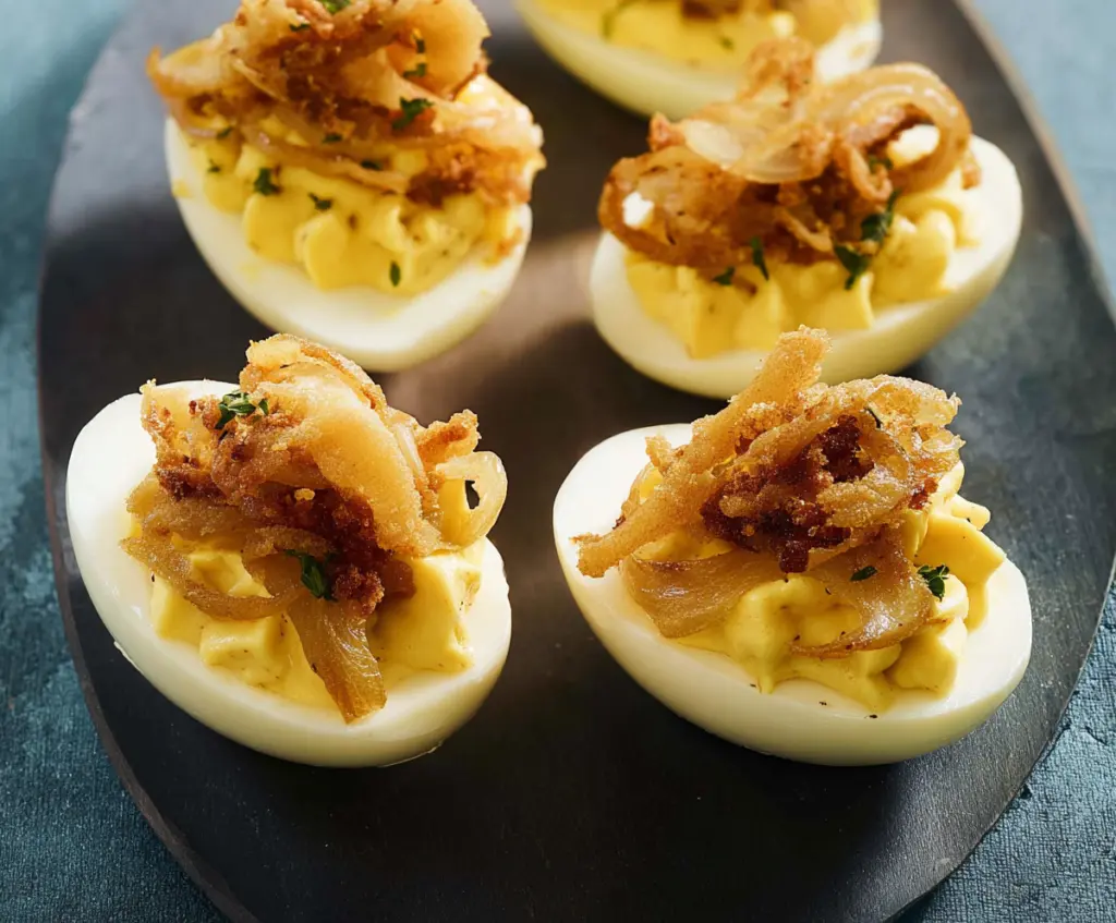 French Onion Deviled Eggs