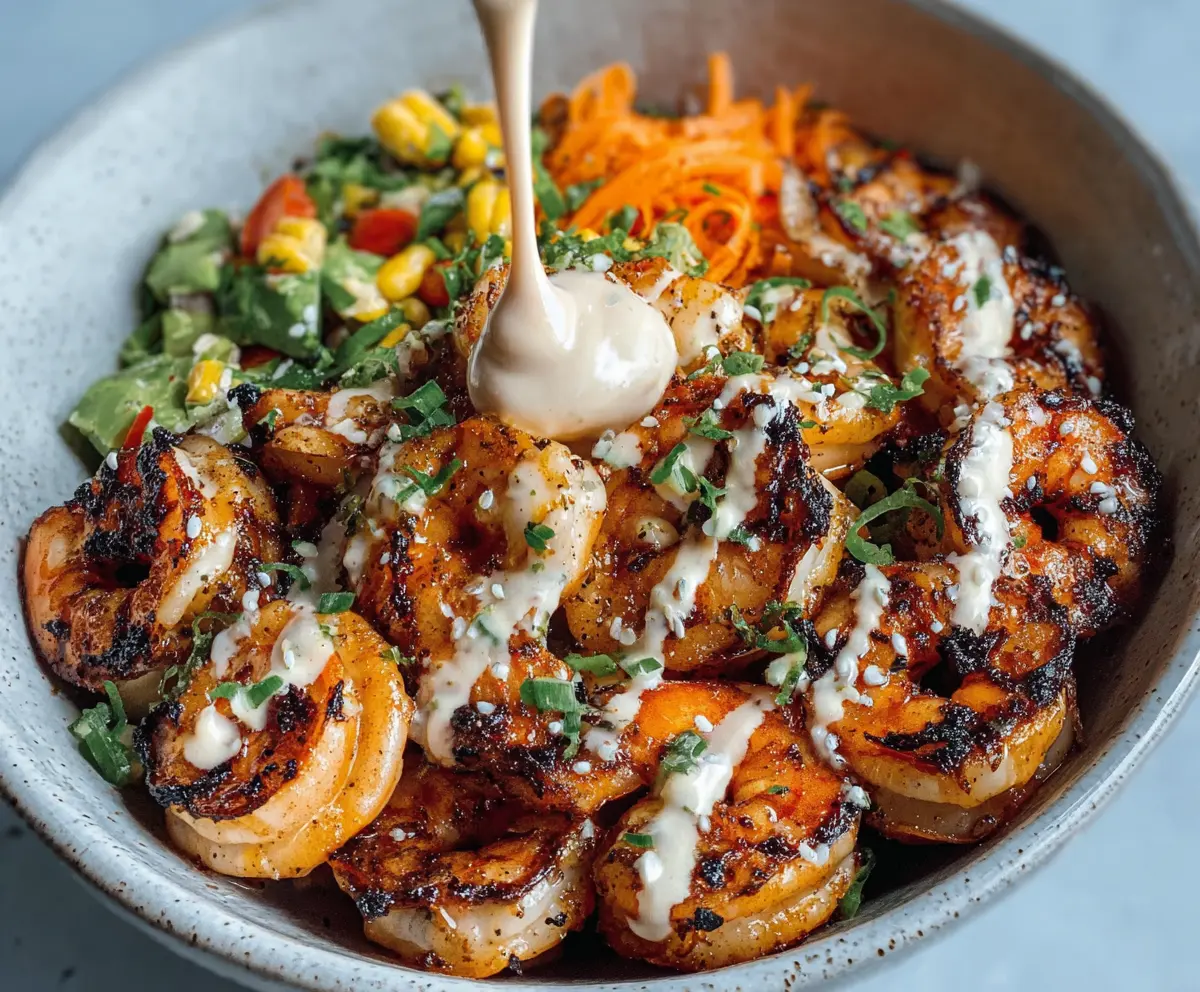 Grilled Shrimp Bowl with Creamy Garlic Sauce