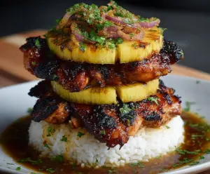 Hawaiian Huli Huli Chicken Stack