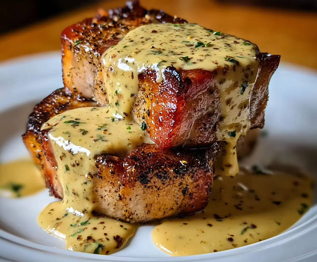 Maple Bacon Pork Chops with Dijon Sauce