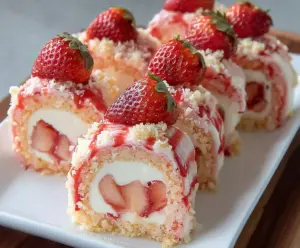 Strawberry Shortcake Cheesecake Sushi Rolls