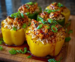 Teriyaki Pineapple Chicken and Rice Stuffed Peppers